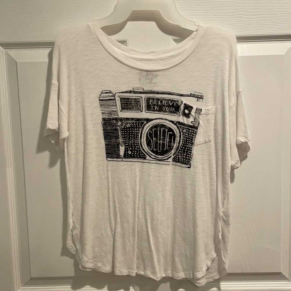 white shear believe in your selfie shirt.